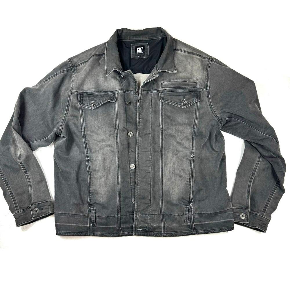 CR7 Cristiano Ronaldo Denim Jacket Men’s Size LARGE Grey Jean Trucker Style